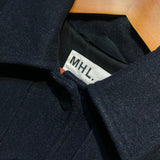 MHL NAVY HEAVY WOOL CAR COAT