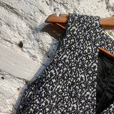 YANG LI ARCHIVE BLACK + WHITE JACQUARD BOUCLE TANK DRESS WITH RAW SIDE SEAMS