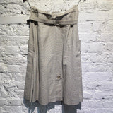 ALEXANDER MCQUEEN WOVEN GREY/YELLOW/BLACK BELTED PLEATED SKIRT 2006