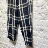 VIVIENNE WESTWOOD NAVY/CREAM CHECK LINEN TROUSERS SS19