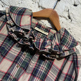 BALENCIAGA CHECK SHIRT DRESS RUFFLED COLLAR