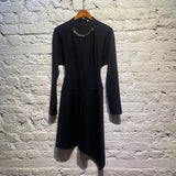 JW ANDERSON BLACK JERSEY DRESS WITH SILVER CHAIN