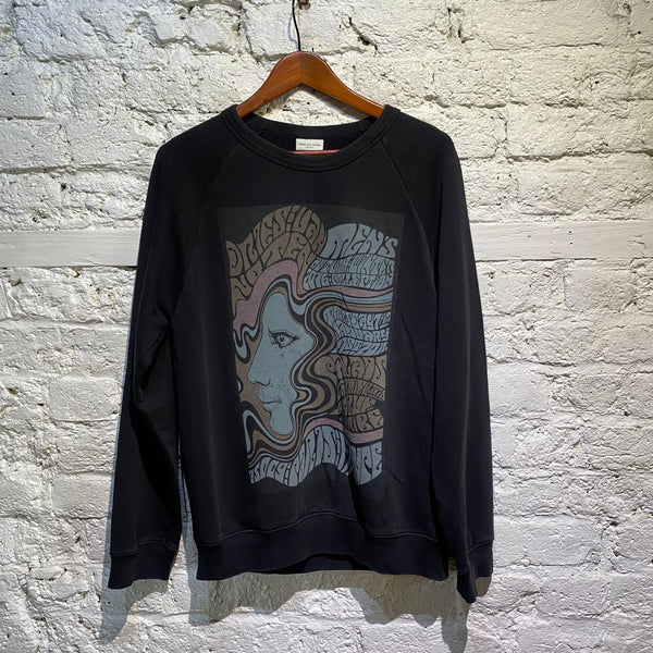 DRIES VAN NOTEN 70’s PRINT BLACK JERSEY SWEATER