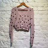CHARLES JEFFREY LOVERBOY LILAC KNIT BEADED CARDIGAN