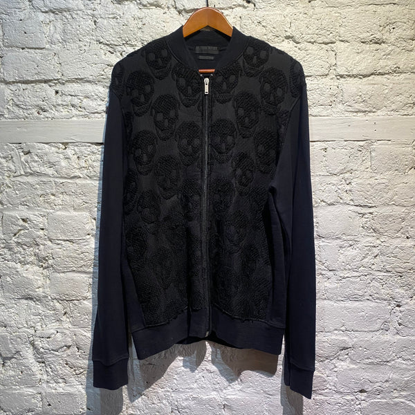 ALEXANDER MCQUEEN BLACK SKULL WOOL ZIP UP