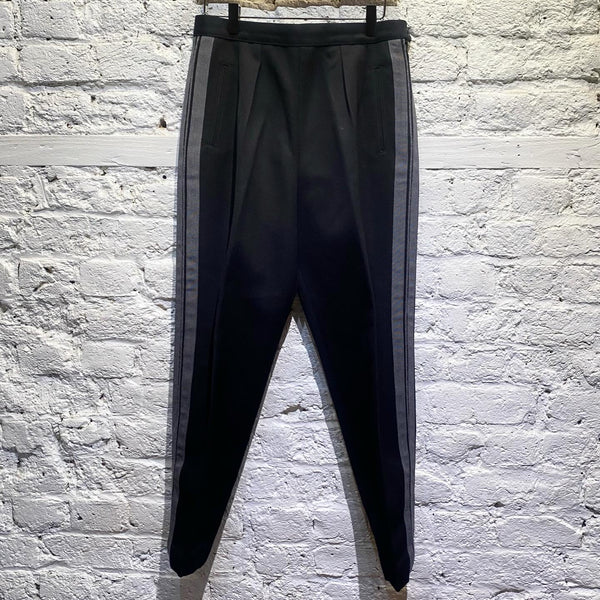MARGIELA BLACK WOOL TROUSERS WITH GREY SIDE STRIPES AW20017