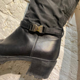 PRADA BLACK LEATHER/NYLON BOOTS