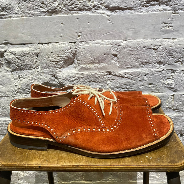 MANOLO BLAHNIK SUEDE BROGUE SANDALS