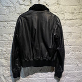 NICOLE FARHI BLACK LEATHER BOMBER