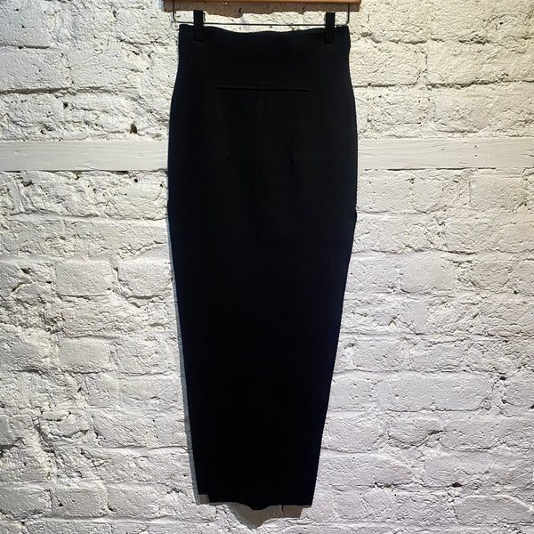 RICK OWENS BLACK STRETCH PENCIL SKIRT