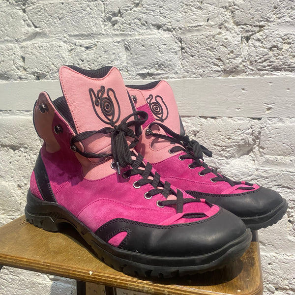 LOEWE PINK SUEDE HIKING BOOTS