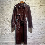 EMIN + PAUL BORDEAUX PU TRENCH COAT