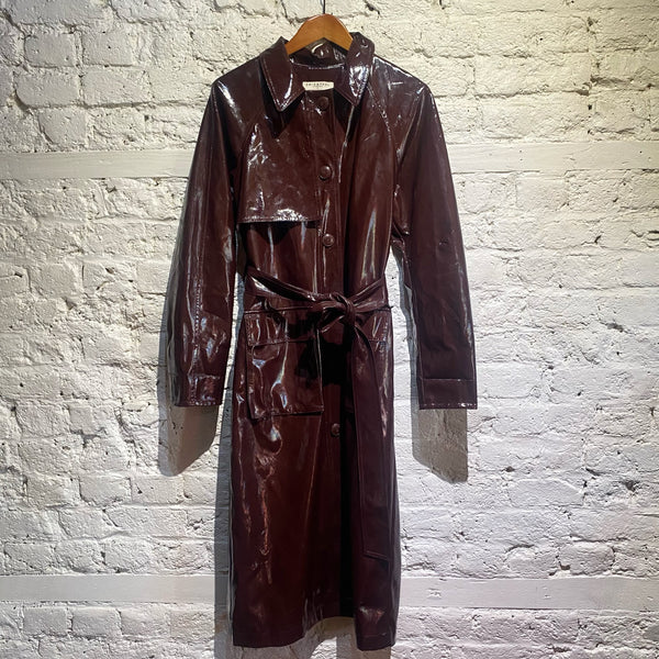 EMIN + PAUL BORDEAUX PU TRENCH COAT