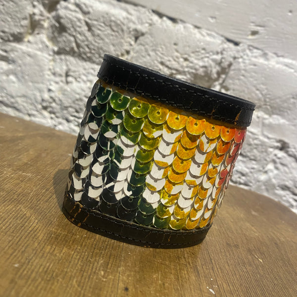 JOHN GALLIANO “GALLIANO” SEQUIN LEATHER WRISTBAND