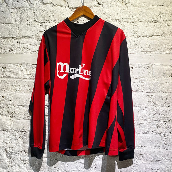 MARTINE ROSE RED/BLACK TWISTED FOOTBALL TOP