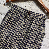 ISSEY MIYAKE VINTAGE I.S. WOOL NAVY HOUNDSTOOTH PENCIL SKIRT