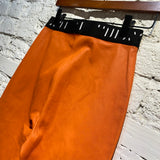 UNRAVEL PROJECT ORANGE HIGH WAISTED LEATHER TROUSERS