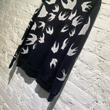 ALEXANDER MCQUEEN MCQ NAVY SWALLOW PRINT CREW NECK SWEATER