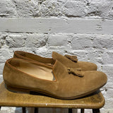 ALEXANDER MCQUEEN TAN TASSEL SUEDE LOAFERS