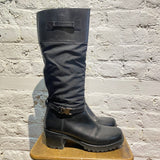 PRADA BLACK LEATHER/NYLON BOOTS