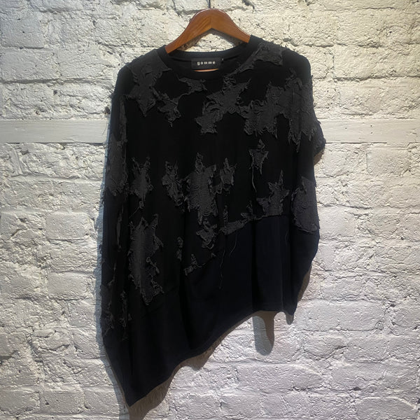 GOMME BLACK/GREY ASYMMETRIC TOP
