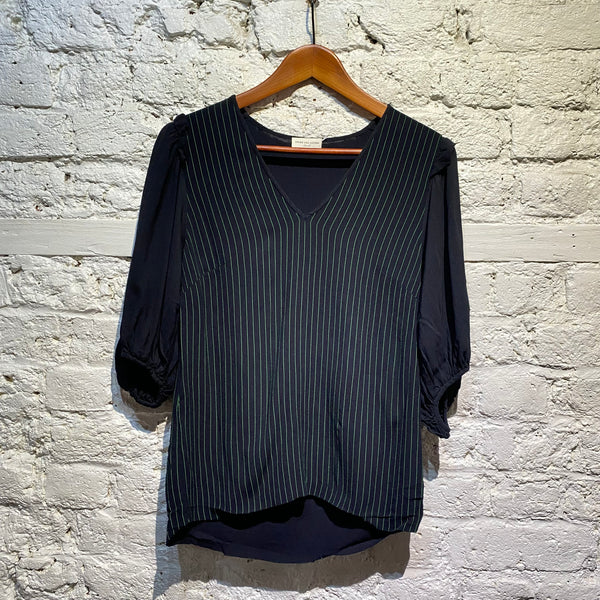 DRIES VAN NOTEN BLACK PUFF SLEEVE TOP