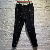 ALEXANDER MCQUEEN BLACK/SILVER EMBROIDERED TROUSERS