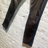 HAIDER ACKERMANN BROWN LEATHER/LINEN TROUSERS