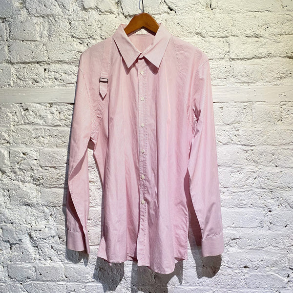 ALEXANDER MCQUEEN PINK STRIPED HARNESS SHIRT
