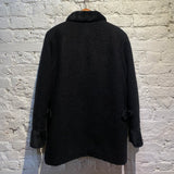 CASTELBAJAC BLACK COAT WITH FAUX FUR TRIM