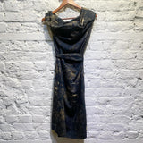 VIVIENNE WESTWOOD ANGLOMANIA BLACK/BROWN LACE PRINT COTTON DRESS