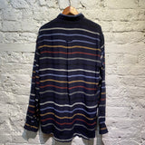 HENRIK VIBSKOV NAVY WOOL STRIPED WOOL MIX BUTTON UP SHIRT