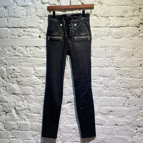 UNRAVEL PROJECT BLACK LEATHER SKINNY TROUSERS
