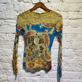 SAVE THE QUEEN! VINTAGE MESH PRINT TOP