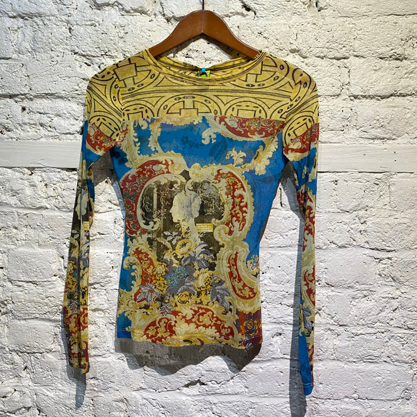 SAVE THE QUEEN! VINTAGE MESH PRINT TOP