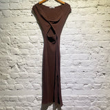 REFORMATION BROWN JERSEY RIBBED CUT OUT DRESS