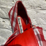 ACNE STUDIOS RED/WHITE GINGHAM PEEPTOE HEELS