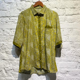 WOODIN GREEN YELLOW COTTON PRINT SHIRT