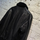 NICOLE FARHI BLACK LEATHER BOMBER