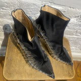 MIDNIGHTS 00 BLACK SATIN ANKLE BOOTS