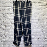 VIVIENNE WESTWOOD NAVY/CREAM CHECK LINEN TROUSERS SS19