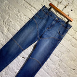 TELFAR BLUE JEANS WITH PANELLED SEAMS