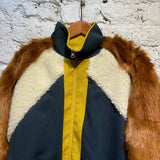 SEA DARK GREEN WOOL/FAUX FUR TRACK JACKET