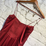 REFORMATION BURGUNDY LONG SLIP DRESS
