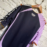 MARTINE ROSE NAVY/LAVENDER SLASHED TOP