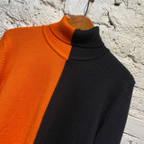 DIRK BIKKEMBERGS ORANGE/BLACK TURTLENECK KNIT