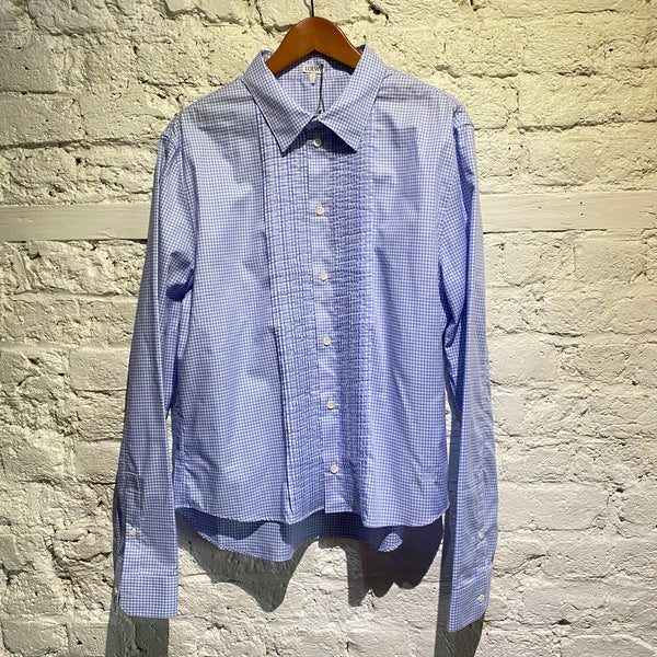 LOEWE GINGHAM PIN TUCK CROPPED SHIRT