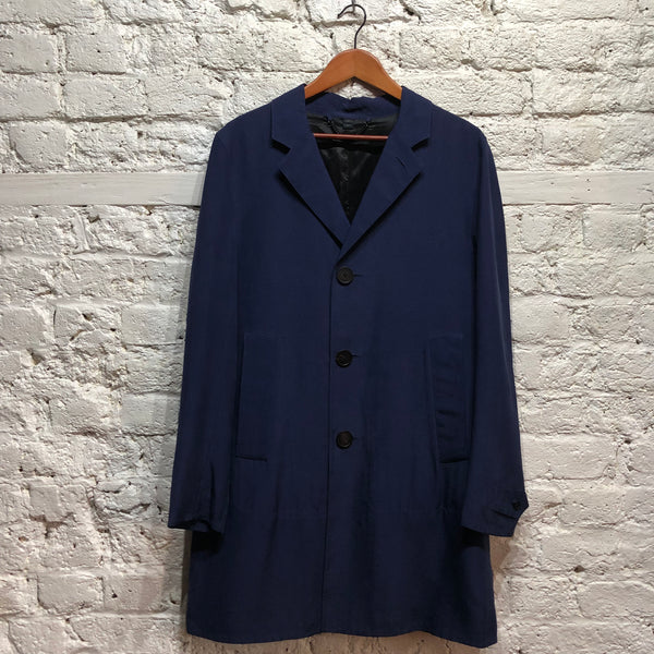 BURBERRY PRORSUM BLUE SILK OVERCOAT