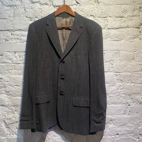 JEAN PAUL GAULTIER HOMME GREY WOOL STRIPED BLAZER