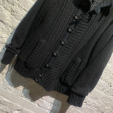 KATHERINE HAMNETT BLACK KNIT FAUX FUR LINED JACKET